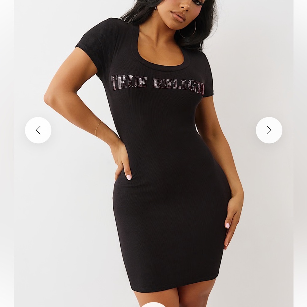 True Religion Arched Logo Ribbed Tee Dress